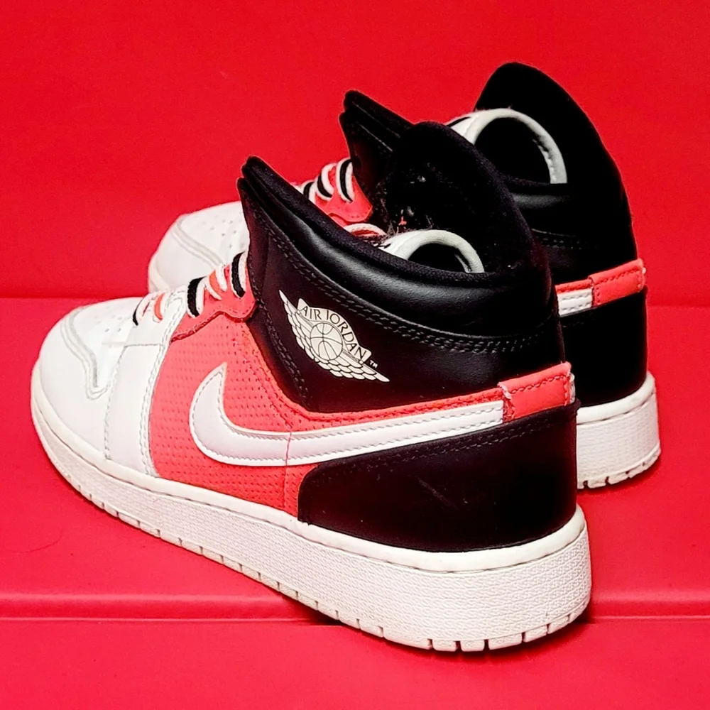 Jordan 1 Mid Black Infrared GS Shoes #FB4417-016 size 5Y Big Boys / Women's 6.5 - Picture 6 of 12